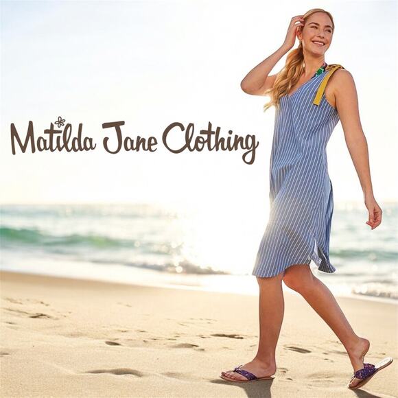 MATILDA JANE Brilliant Daydream Sandy Seashell CoverUp Size S Small Striped Blue - Picture 1 of 9